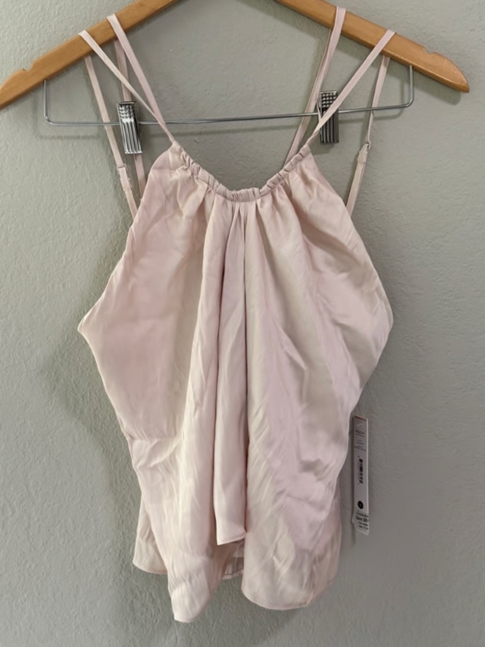 NWT Aqua by Bloomingdale’s Blush pink satin cami top Sz S $80
